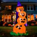 Joiedomi 6 FT Halloween Inflatables Outdoor Decorations, Blow Up Yard Decorations Inflatable Pumpkins with Witch Hat with Build-in LEDs, Stacked Pumpkins Blow Ups for Yard, Halloween Decor