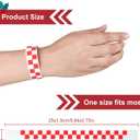 AllReal 600 Pcs Red Checkered Paper Wristbands Checks Wrist Bands for Events Neon Waterproof Paper Bracelets Adhesive Identification Hand Bands for Concerts Party