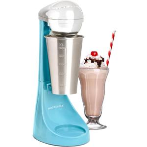 Nostalgia Two-Speed Electric Milkshake Maker and Drink Mixer, Includes 16-Ounce Stainless Steel Mixing Cup & Rod, Blue