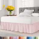 Wrap Around Dust Ruffle Bed Skirt - Lavender Pink - for Queen Size Beds w/ 15 Inch Drop - Easy Fit Elastic Strap - Adjustable Pleated Bedskirt w/Brushed Fabric -Wrinkle Free, Women, Men, Kids & Teens