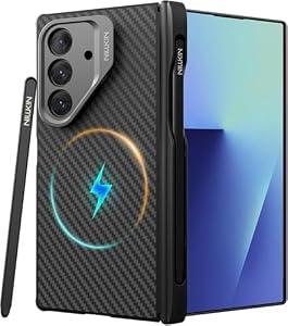 Nillkin Slim Aramid Fiber Case for Samsung Galaxy Z Fold 7, [Built-in Writing Pen] [Compatible with MagSafe] [Adjustable Stand] [Hinge Protection], Protective Magnetic Phone Cover for Z Fold 7, Black