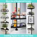Corner Shower Caddy, 39-125 Inch Adjustable Height With ABS Shelves, Drill Free Organizer, 4 Layer Rustproof Metal Tension Pole, Large Storage, Black