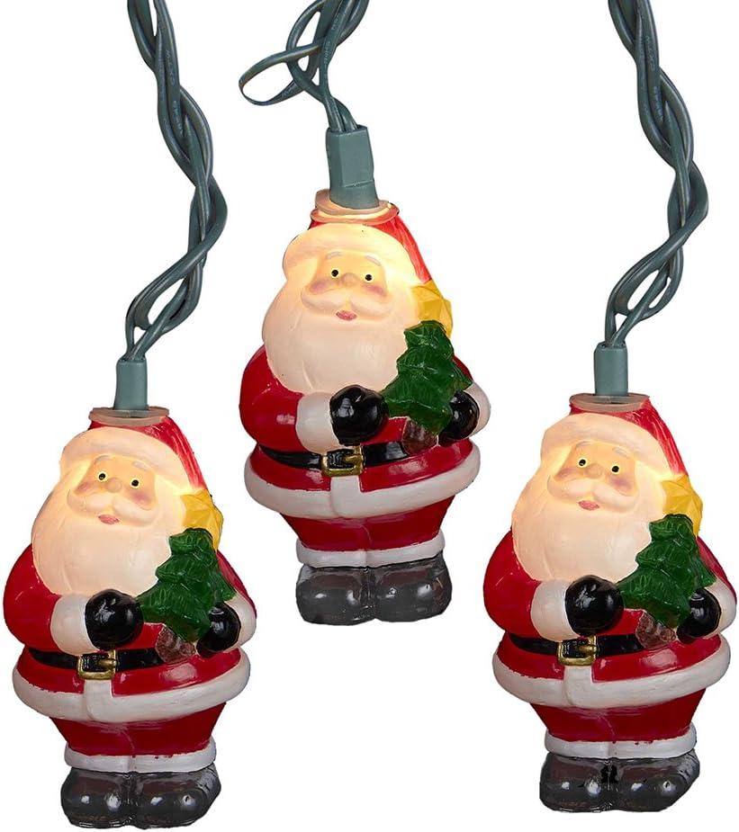Kurt Adler UL 10-Light Santa with Tree Light Set, 3-Inch