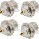 Fanbalunke SO239 Bulkhead Connector 4 Pcs PL259 Bulkhead Adapter UHF PL259 Female Nut Bulkhead Panel Mounting Straight Socket with UHF Handle Deck Clip Solder Post Coaxial Adapter Plug