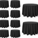 10 Pack Black Round Tablecloths, 120 Inch Stain Resistant and Wrinkle Round Table Clothes, Washable Polyester Table Clothes Cover for Kitchen Dining, Wedding Birthday Party, Buffet Restaurant, Banquet
