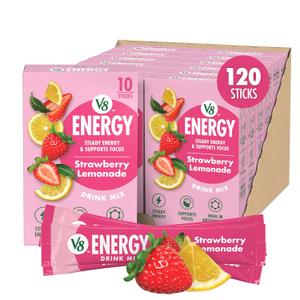 V8 Energy Strawberry Lemonade Energy Drink Powder, .10 oz Packet (120 Count)