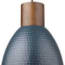 ELYONA Hammered Pendant Light for Kitchen Island, 10.2 Metal Solid Wood Bar Hanging Lamp, Adjustable Height Industrial Pendant Lighting for Dining Room, Bedroom, Bar, Office, Modern Blue (Medium)