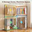 LOEFME Sturdy Metal Clothes Rack, 396 lb Capacity, 76.8 x 17.7x 66.9 Inch Freestanding Clothing Rack with 4 Hanging Rods, 360 Foldable Side Arms and Bottom Shelf for Bedroom, Closet, Retail