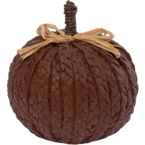 Boston International Woven Pumpkin Tabletop Mantel Shelf Fall Autumn Thanksgiving Halloween Decorations for Home, Small, Brown