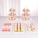 NWK 5 Piece Cake Stand Set with 2 x Large 3-Tier Cupcake Stands, 3 x Appetizer Trays, for Wedding Birthday Baby Shower Tea Party Decorations (White)