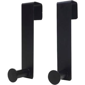 Metal Over The Cabinet Door Hooks, 2 Pack, Matte Black, Stainless Steel, Towel Holder for Kitchen, Bathroom, Bedroom