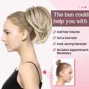 HOOJIH Ponytail Extension, Claw Clip in Straight Messy Hair Bun 9 Inch Short Ponytail Extension with Bendable Metal Wire Hair Pieces for Women Fake Hair Bun DIY Styles - Medium Golden Blonde