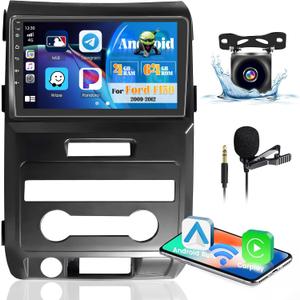 [8-Core 4+64G] Hikity Android 13 Car Stereo for Ford F150 2009-2012, Wireless CarPlay Radio with Android Auto, 9'' Touch Screen Car Radio with GPS Mirror Link WiFi Backup Camera Bluetooth FM RDS