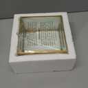 Vintage Golden Glass Keepsake Box with Beveled Edges  Elegant Jewelry Holder, Desktop Organizer, and Wedding Gift with Lid, 6x6x3.5 Inches