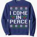 I Come In Peace Couple Matching Ugly Christmas Sweater Sweatshirt L