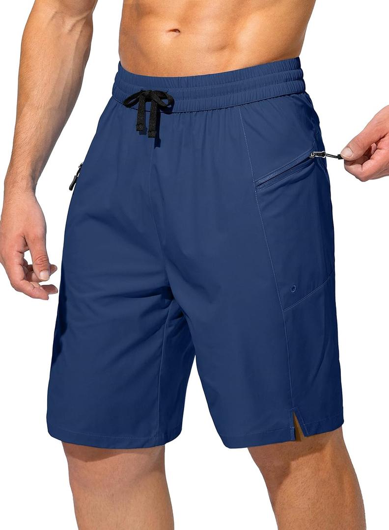 Men's Swim Trunks Quick Dry Board Shorts with Zipper Pockets Beach Shorts Bathing Suits for Men - No Mesh Liner (Large, Midnight)