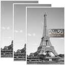 upsimples 24x36 Poster Frame White 3 Pack, Scratch-Proof Picture Frames 24 x 36 for Photo Gallery - Slide-In Strips, Horizontal or Vertical Wall Mounting