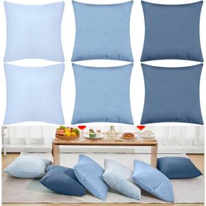Berlune 6 Pcs Velvet Throw Pillow Covers 18" x 18" Decorative Cushion Cases Soft Pillowcase for Picnic Coquette Party Accessories Bedroom Living Room Decor, No Inserts (Blue Series)