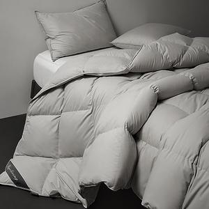 Royoliving Premium Feathers Down Comforter King Size Gray Heavyweight Thickened Grey 100% Cotton Cover King Winter Duvet Insert with Corner Tabs (108x98 70 oz)
