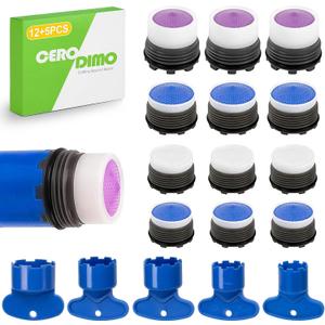 12 PCS Faucet Aerators with 5 PCS Aerator Key for Sink Faucet, Faucet Aerator Removal Tool, Faucet Aerator Replacement for Bathroom or Kitchen Sink, M16.5 M18.5 M21.5 M24