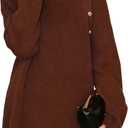 ZAFUL Women's Off The Shoulder Sweater Pullover Knit Cardigan Long Sleeve Loose Going Out Tops (Brown, M)