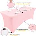 Smiry 2 Pack Spandex Table Cloth 5FT, Elastic Fitted Stretch Tablecloths for Rectangle Tables, Washable Table Cover for Outdoor, Valentines, Banquet & Parties (Pink, 60Lx30Wx30H Inch)