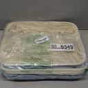 Storage Bins with Sturdy Cotton Handles(3 Pack), Fabric Storage Baskets for Organizing use for Office & Home, Book, Clothes, Toys, Closet Boxes (Medium, Blue-White, 14.2x10.2x7.1 inches)