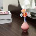 Small Ceramic Cherry Blossom Pink Tall Vase with Four Ceramic Flowers