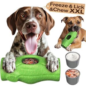 KADTC XXL 3-in-1 Durable Dog Enrichment Toy - Long-Lasting Fillable & Frozen Lick Toy - No-Transfer Freeze & Play -Mess-Free - Ultimate Boredom Buster & Tough Chew Toys for Large Dogs - BPA-Free, Safe