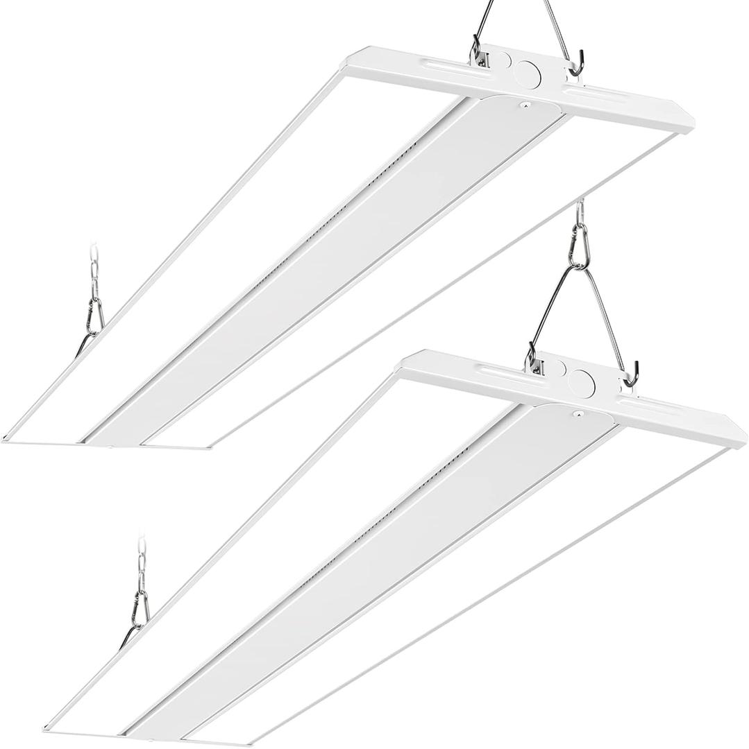 hykolity 2 Pack 4FT 250W LED Linear High Bay Shop Light, LED Shop Light, 31250lm 125LM/W, 120-277V, 0-10V Dim, 5000K Daylight Linear Hanging Light for Warehouse Workshops