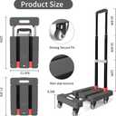 Folding Hand Truck 560lbs, Portable Heavy Duty Dolly Cart, 6 Wheels Collapsible Luggage Cart with 2 Elastic Ropes - Ideal Compact Trolley Cart