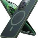 TORRAS Magnetic Shockproof for iPhone 15 Pro Case, [MilitaryGrade Drop Tested][Compatible with MagSafe] Translucent Hard PC Back with Silicone Slim Protective Cover AntiFingerprint, Green