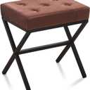 Wimarsbon Ottoman Foot Stool Tufted Vanity Stool Ottomans Thickened Cushion Footstool Mulifunctional Shoe Changing Seat Step Stools with Metal X Leg for Living Room Bedroom Velvet Coffee