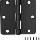 Design House Door Hinges for Interior Doors 3-Pack 3.5-inch x 3.5-inch, Design House 1/4-inch Radius Steel Door Hinge Door Hardware, Matte Black, 188888