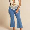 Women's Plus Size Textured Halter Top Metal Ring Open Back Sleeveless Y2K Party Tops Clubwear (Beige, XXXL)