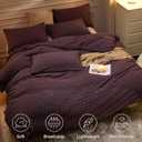 JELLYMONI Purple Duvet Cover Queen Size, 3pcs Washed Microfiber Bedding Set, Soft Breathable Seersucker Duvet Cover Set with Zipper Closure and Corner Ties for All Seasons