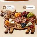 Highland Cow Charcuterie Board Wooden Boards for Serving Food Highland Tray Cheese Natural Solid Wood with Compartments Rustic Farmhouse Shaped Made from Divided Style Meat Fruit Snack Cracker (1PC)