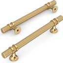 Amerdeco 10 Pack Knurled Champagne Bronze Cabinet Pulls 5 Inch Hole Center Kitchen Cabinet Handles for Drawer, Cupboard and Wardrobe