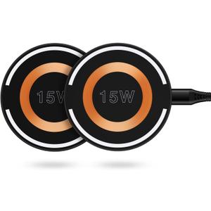 Magsafe Charger Samsung Wireless Charger Fast Charging Pad for Samsung Galaxy Z Fold7/Flip7/FE/S25 Ultra/S25/S24/S23 Pixel 10, 15W Magnetic Wireless Charger Pad for Android iPhone 17/16e/16/15 Pro Max (2Pack, Black)