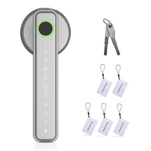 Smart Fingerprint Door Lock with Handle & Keypad, Keyless Fingerprint Entry, Touchscreen Code for Front Door, Bedroom, Home, Apartment, Hotel (Silver)| Ekwansetion