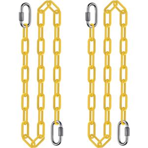 2Pcs 60" Heavy Duty Hanging Chains with Carabiners 1000 LBs Capacity Swing Chain with Hooks Porch Swing Chains Yellow Coated Chain for Hammock, Tree Swing, Hanging Chair, Heavy Bags, Swing Chair