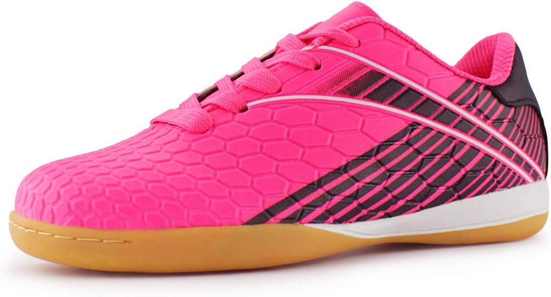 Hawkwell Kids Athletic Indoor Comfortable Soccer Shoes(Toddler/Little Kid/Big Kid) (012-pink) Size 1 Little Kid