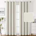 H.VERSAILTEX 100% Blackout Linen Curtains, Thermal Curtains for Living Room & Bedroom, Textured Burlap Curtains with Double Face Linen, Grommet Top, 52 x 84 Inch, 2 Panels - Heather Ivory