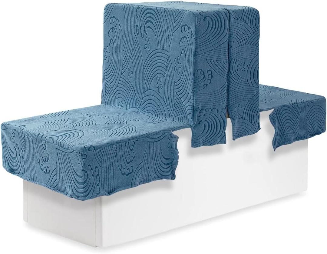 Hudson Comfort Back to Back Boat Seat Covers - Super Soft Microfiber Stretchable Fabric, Replacement Boat Covers for Damaged Seats, Blue (Back to Back Boat Seat Covers, 1, Count)