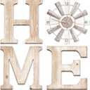 Farmhouse Home Signs with Windmill Clock Wall Decor Rustic Home Letters Wall Art for Living Room Kitchen Entryway Dining Room Bedroom (water-white)