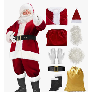 Santa Claus Costume for Men Women Adult - 10pc. Christmas Santa Suit Outfit XXL