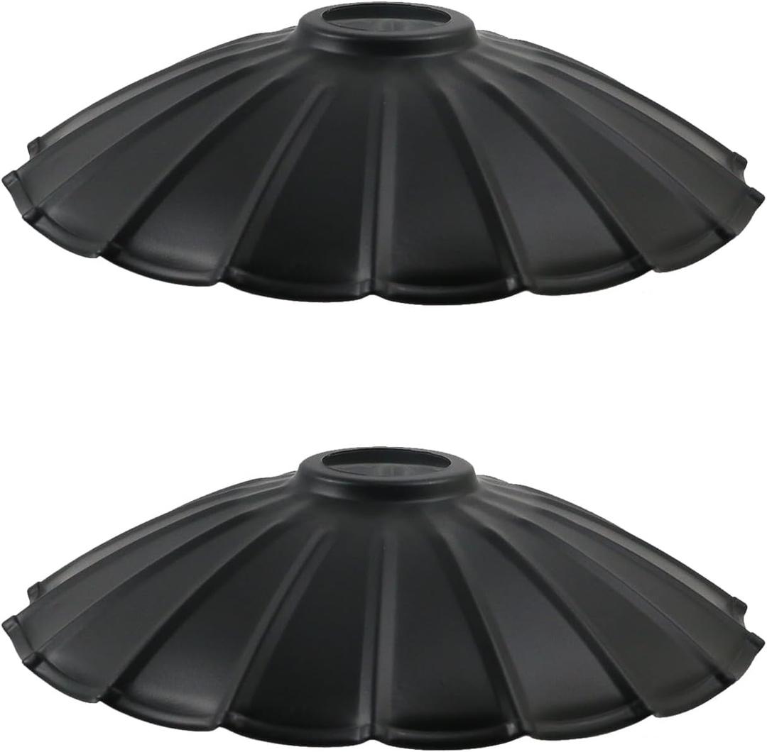 Crapyt 2 Pcs 9.84" Metal Cone Lamp Shades Iron Lampshade Industrial Pendant Light Shade Replacement Vintage Bulb Guard for Pendant Light Table Lamp Hanging Ceiling(Black)