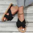 GORGLITTER Women's Boho Bow Flat Sandals Cut Out Open Toe Slip on Summer Slide Sandal 5