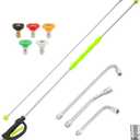 M MINGLE 120'' Pressure Washer Extension Wand with Handle Gun, 4000 PSI | Stainless Steel Power Washer Lance with Threaded Connection, Custom Reverse Trigger Gun, 5 Nozzles, 30°/90°/120° Curved Rods