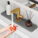 Stone Quick Dry Faucet Mat for Kitchen Sink [Diatomite Super Fast Drying] Stone Faucet Mat for Kitchen Sink Splash Guard Sinks Stones Quick Dry around Faucets Stones Drying Bathroom Quick Stones Mat (15.8" x 4", Dark Gray)